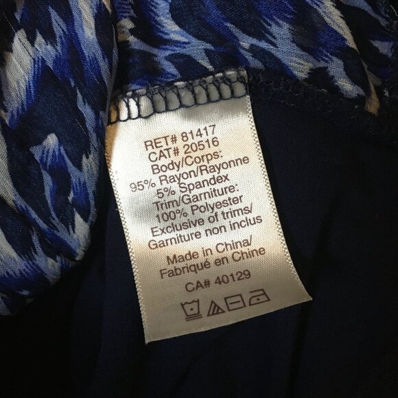 Dark Navy Blue Open Waterfall Cardigan With Pintuck Blue Animal Print Tank Top - Picture 11 of 16